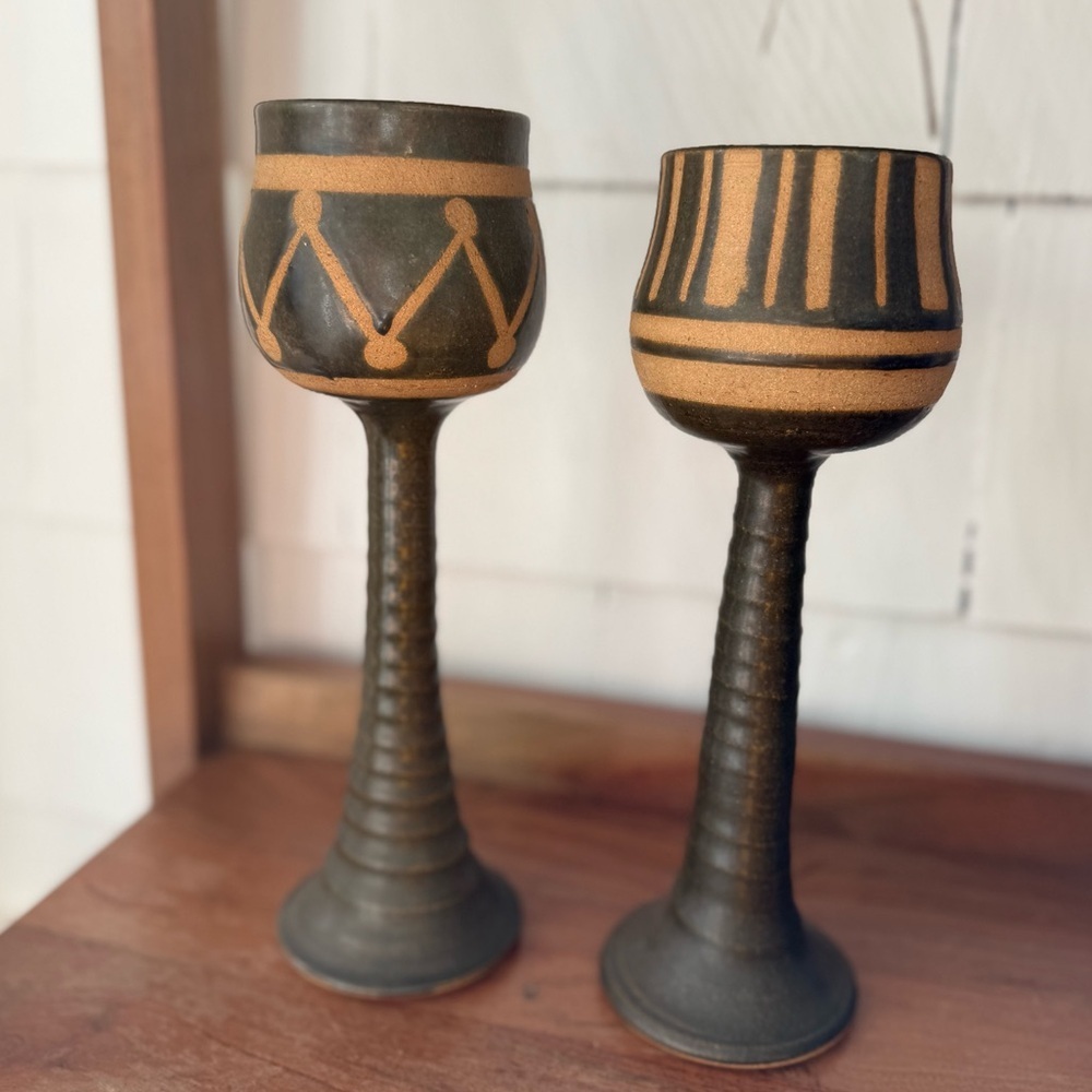 Pair of MCM Chalices by Renowned Ceramic Artist Sally Ann Endleman
